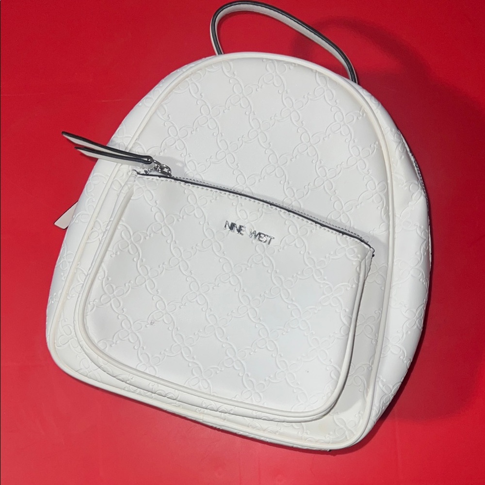Nine West Sloane White Embossed Backpack